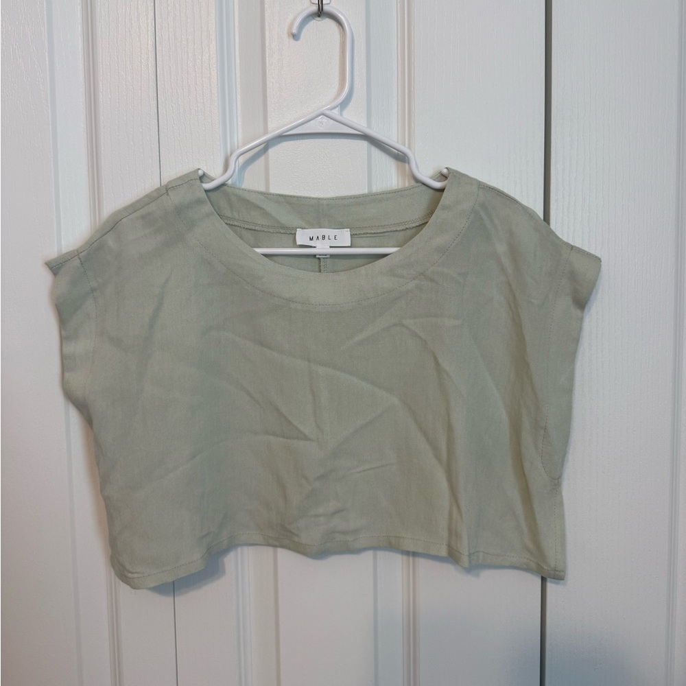 MARBLE Sage Green Crop Top